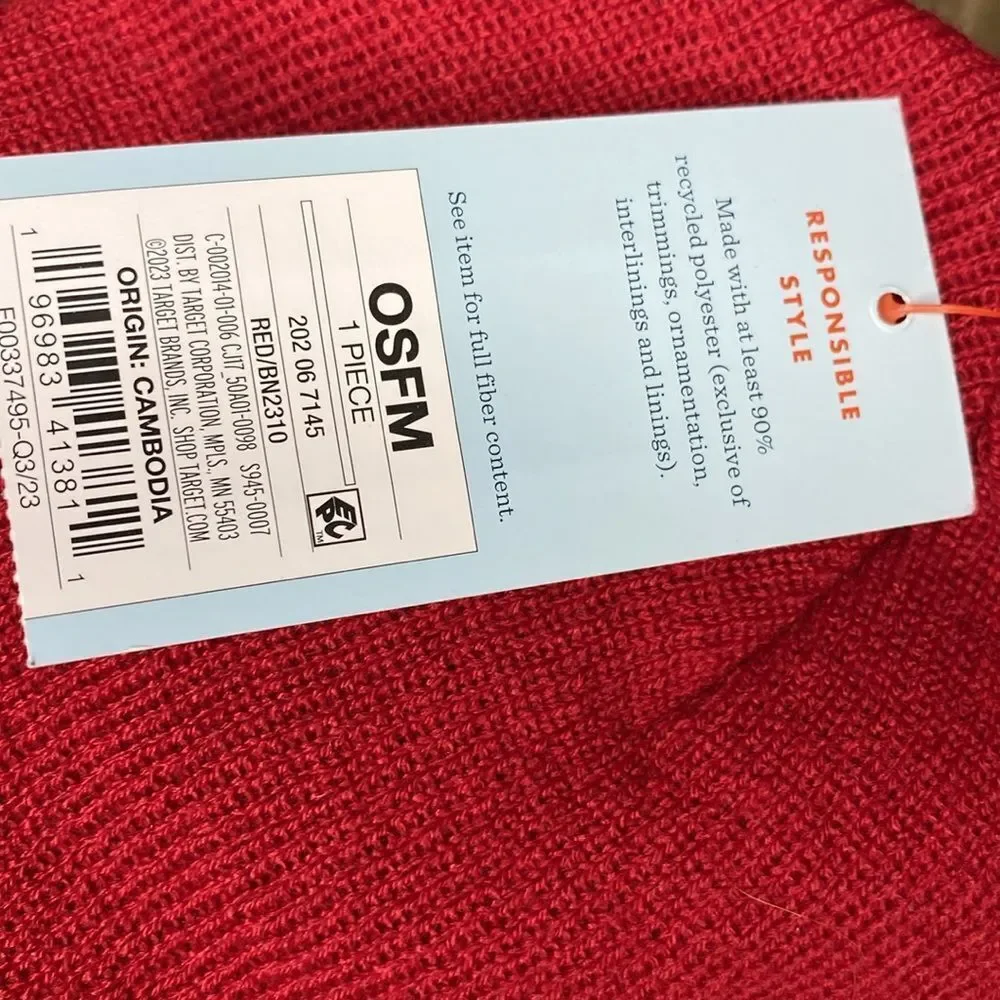 5/$25 Cat & Jack Red Winter Sock Hat OSFM Unisex NWT